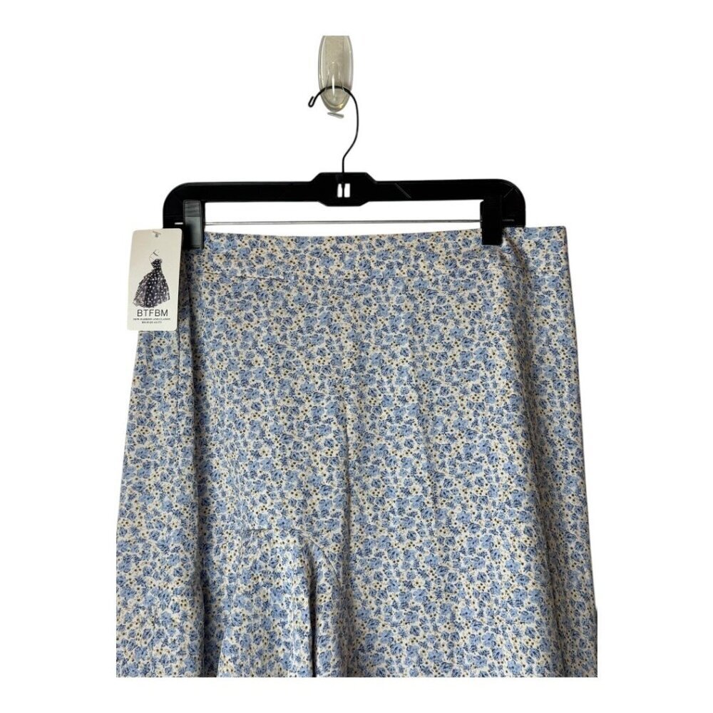 BTFBM Skirt Women XL Blue Floral‎ Print Asymmetric Ruffle Hem Boho Maxi NWT - Picture 5 of 11